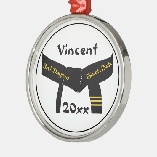 Martial Arts Derdegraads Black Belt Rank Metalen Ornament (Links)