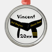 Martial Arts Derdegraads Black Belt Rank Metalen Ornament (Voorkant)