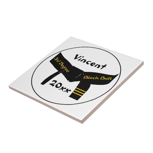 Martial Arts Derdegraads Zwarte Gordel Tegel Tegeltje (Zijkant)