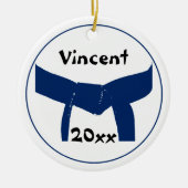 Martial Arts donkerblauwe riem gedateerd Keramisch Ornament (Voorkant)