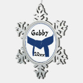 Martial Arts donkerblauwe riem gedateerd Tin Sneeuwvlok Ornament (Rechts)