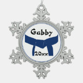 Martial Arts donkerblauwe riem gedateerd Tin Sneeuwvlok Ornament (Voorkant)