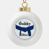 Martial Arts donkerblauwe riem rang Keramische Bal Ornament (Voorkant)