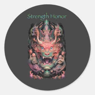 Martial Arts Dragon (sterkte eer) Ronde Sticker