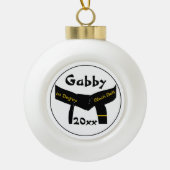 Martial Arts eerste graads zwarte riem rang Keramische Bal Ornament (Voorkant)