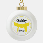 Martial Arts gele riem rang Keramische Bal Ornament (Voorkant)