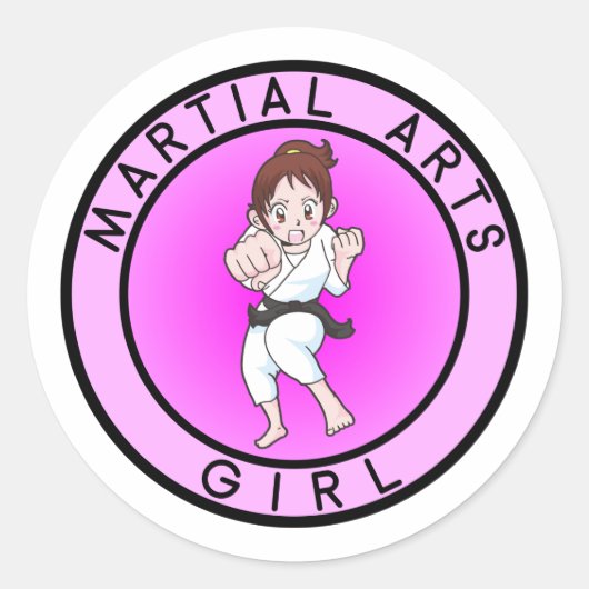 Martial Arts Girl Ronde Sticker (Voorkant)