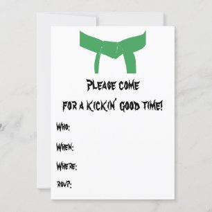 Martial Arts Green Belt Birthday Party Uitnodiging