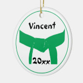 Martial Arts Green Belt Rank Keramisch Ornament (Links)