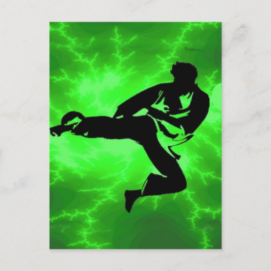 Martial Arts Green Lightning Man Briefkaart (Voorkant)