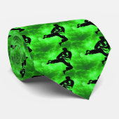 Martial Arts Green Lightning Man Stropdas (Opgerold)