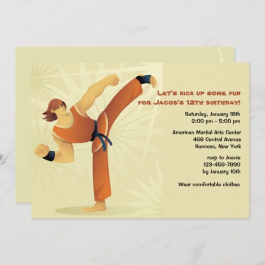 Martial Arts Guy Uitnodiging (Voorkant / Achterkant)
