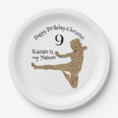Martial Arts Japan Silhouet Karate Jongen Verjaard Papieren Bordje (Voorkant)