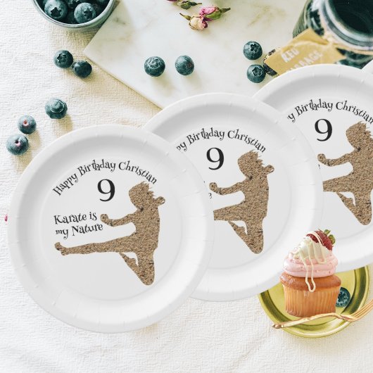 Martial Arts Japan Silhouet Karate Jongen Verjaard Papieren Bordje