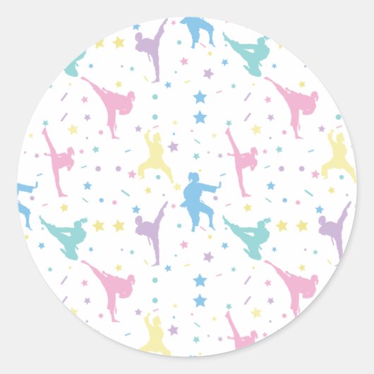 Martial Arts Karate Abstracte Stars Sparkles Ronde Sticker (Voorkant)