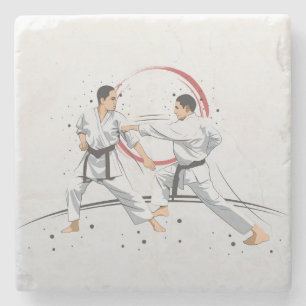 Martial Arts Karate Combat Vechten of Sparring Stenen Onderzetter