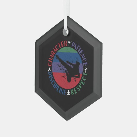 Martial Arts - Karate Core Values Glas Ornament (Voorkant links)