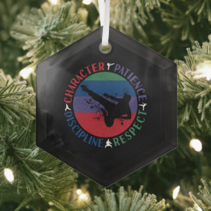 Martial Arts - Karate Core Values Glas Ornament