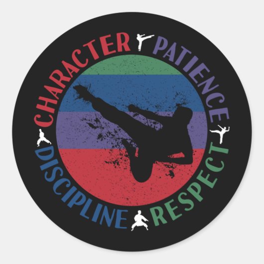 Martial Arts - Karate Core Values Ronde Sticker (Voorkant)