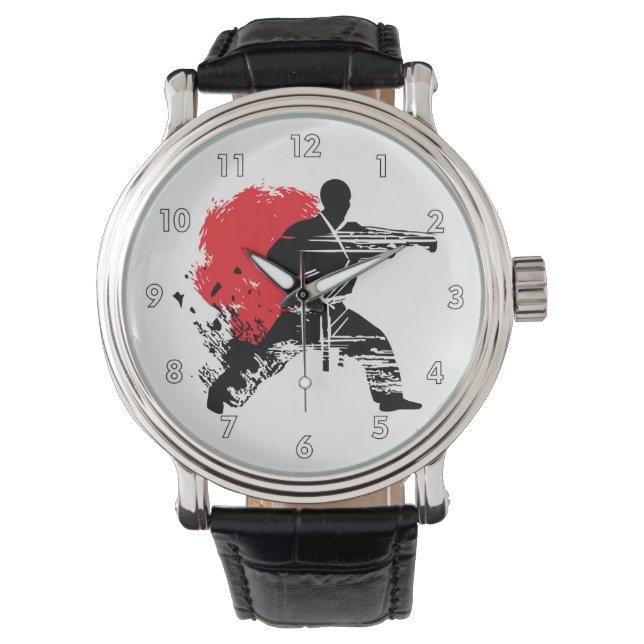 Martial Arts Karate gevechten Horloge (Voorkant)
