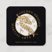 Martial Arts / Karate Golden Dragon Medallion Logo Vierkante Visitekaartje (Voorkant)