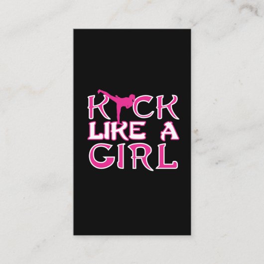 Martial Arts Karate Kickboxing Girl Fighter Visitekaartje (Voorkant)