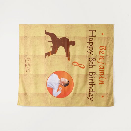 Martial Arts Karate Kids Verjaardagsfeestje Achter Wandkleed (Voorkant (horizontaal))