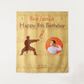 Martial Arts Karate Kids Verjaardagsfeestje Achter Wandkleed (Voorkant)