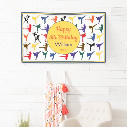 Martial Arts Karate Kinder Happy 8th Verjaardagsba Spandoek (Insitu)