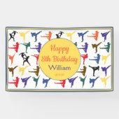 Martial Arts Karate Kinder Happy 8th Verjaardagsba Spandoek (Horizontaal)