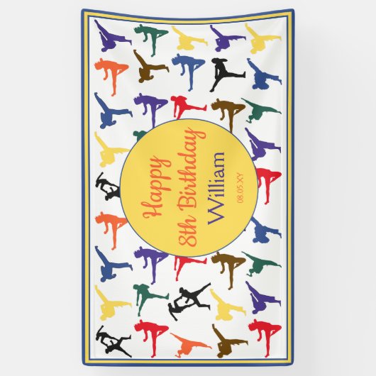 Martial Arts Karate Kinder Happy 8th Verjaardagsba Spandoek (Verticaal)