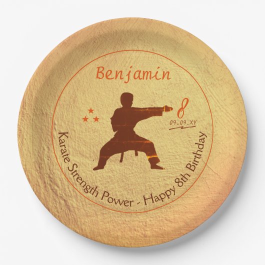 Martial Arts Karate Party 8th Kids Verjaardag Papieren Bordje (Voorkant)