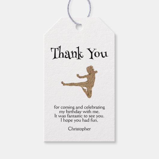 Martial Arts Karate Party Kinderen Verjaardag Dank Cadeaulabel (Voorkant)
