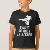 Martial Arts Karate Shirt Beauty Brains Zwarte Bel (Voorkant)