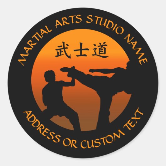 Martial Arts Karate Taekwondo Kung Fu Studio Owner Ronde Sticker (Voorkant)