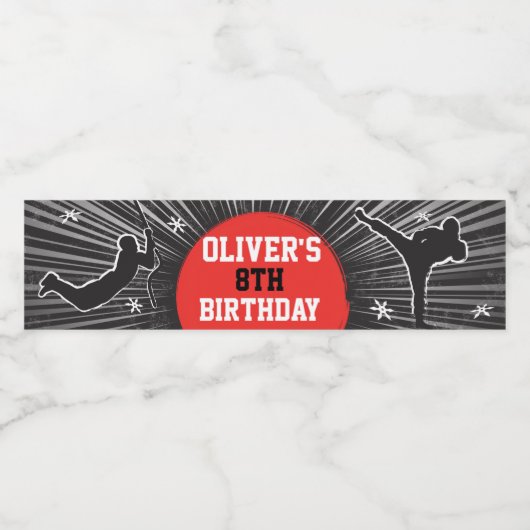 Martial Arts Karate Verjaardagsfeest Waterfles Etiket (Enkel label)