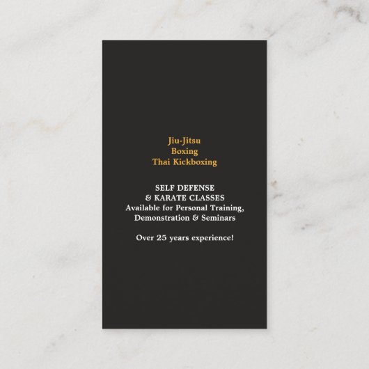 Martial Arts Karate Visitekaartje (Achterkant)