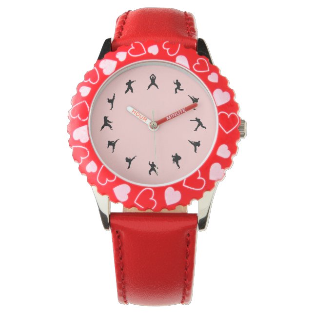 Martial Arts Karate (zwart, rood) Horloge (Voorkant)