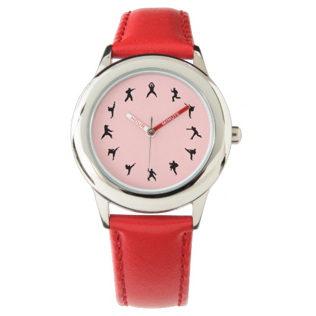 Martial Arts Karate (zwart, rood) Horloge (Voorkant)