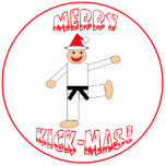 Martial Arts Kerstversiering Fotobeeldje Ornament<br><div class="desc">Deze Martial Arts Merry Kick-Mas Christmas Ornament maakt een uniek kerstcadeau of kous stuffer voor uw vechtsporter. Geschikt voor alle vechtsporten - karate,  taekwondo,  kung fu,  judo etc. Afbeelding is een krijgskunsten zwarte band schoppen man dragen van een rode kerstmuts.</div>