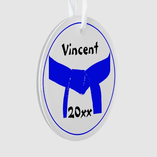 Martial Arts lichtblauwe riem rang Ornament (voorkant)