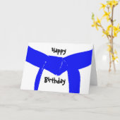 Martial Arts Light Blue Belt Birthday Kaart (Gele Bloem)