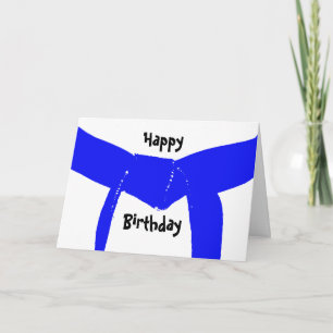 Martial Arts Light Blue Belt Birthday Kaart