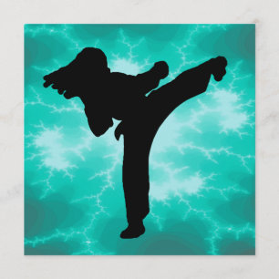 Martial Arts Lightning Invitation vrouw in Blauwgr Kaart