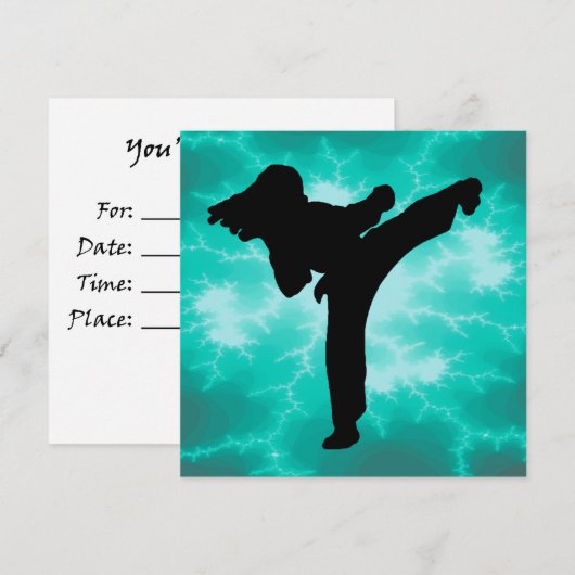 Martial Arts Lightning Invitations Kaart (Voorkant / Achterkant)