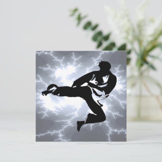 Martial Arts Lightning Invitations Kaart (Staand voorkant)