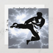 Martial Arts Lightning Male Invitation in Silver Kaart (Voorkant / Achterkant)