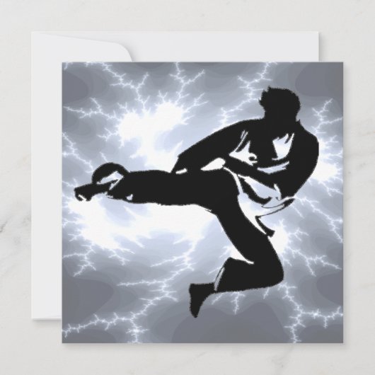 Martial Arts Lightning Male Invitation in Silver Kaart (Voorkant)