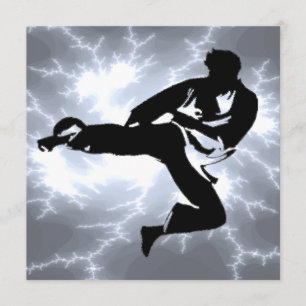 Martial Arts Lightning Male Invitation in Silver Kaart