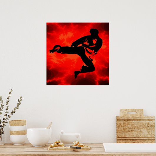 Martial Arts man Red Lightning poster (Keuken)